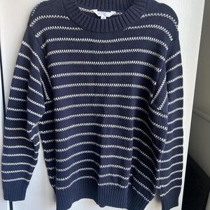 Time and Tru Navy and Cream Striped Sweater